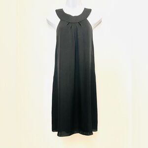 Alice + Olivia Black Halter Silk with tunic ruffle back-wedding guest.
